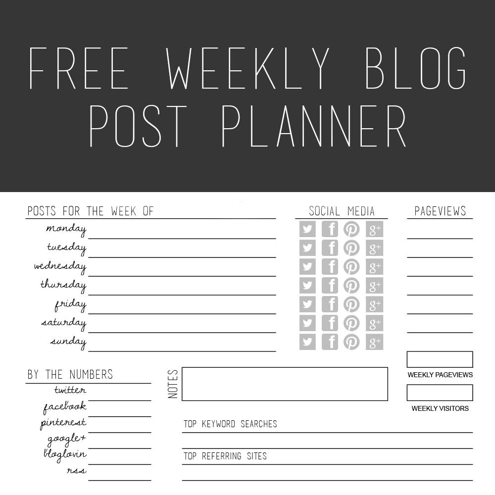 Free Weekly Blog Post Planner