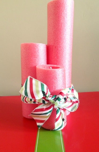Make holders for your candles with old pool noodles!