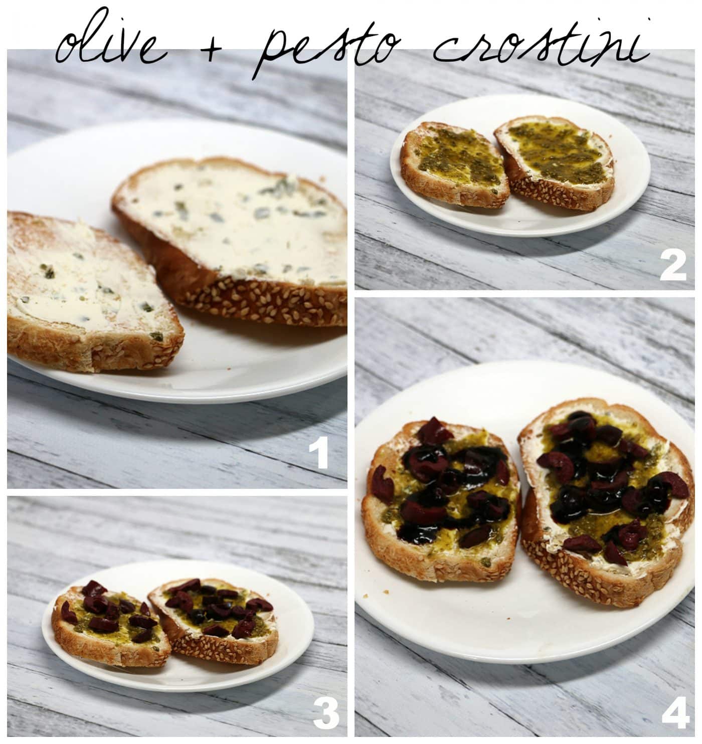Olive and Pesto Crostini Step by Step Recipe
