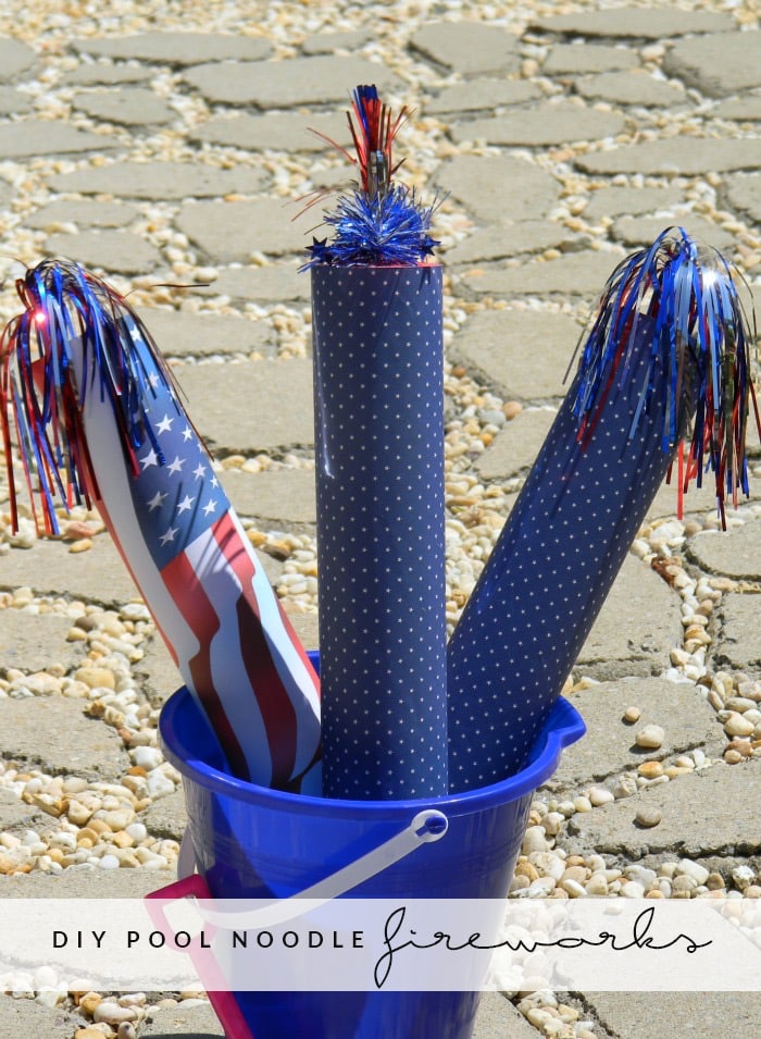 It's time to bust out your craft supplies! This easy pool noodle fireworks DIY is perfect for patriotic holidays! Great to make with kids, too.
