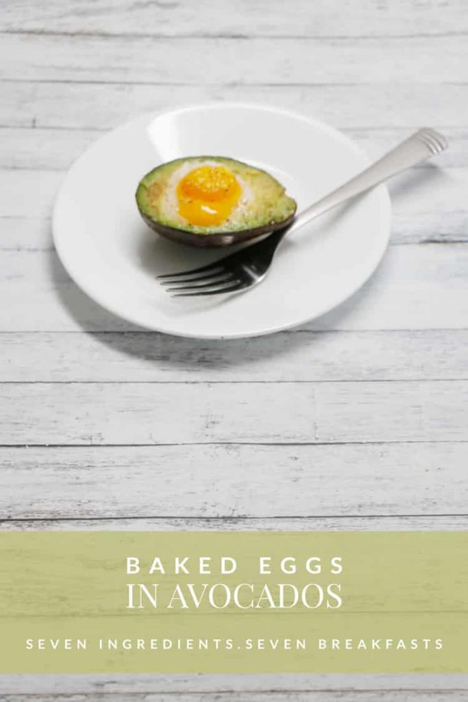 This Baked Egg Avocado is a part of seven easy breakfasts are made from only seven ingredients that you can find at nearly any grocery store. Easy, delicious + something for everyone!