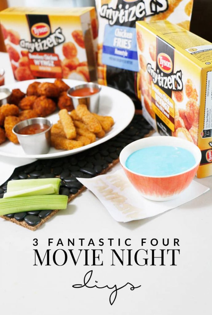 Three awesome Fantastic Four Movie Night DIYs so you can have a fantastic movie night. Great DIY projects for Human Torch, The Thing, and Invisible Woman!