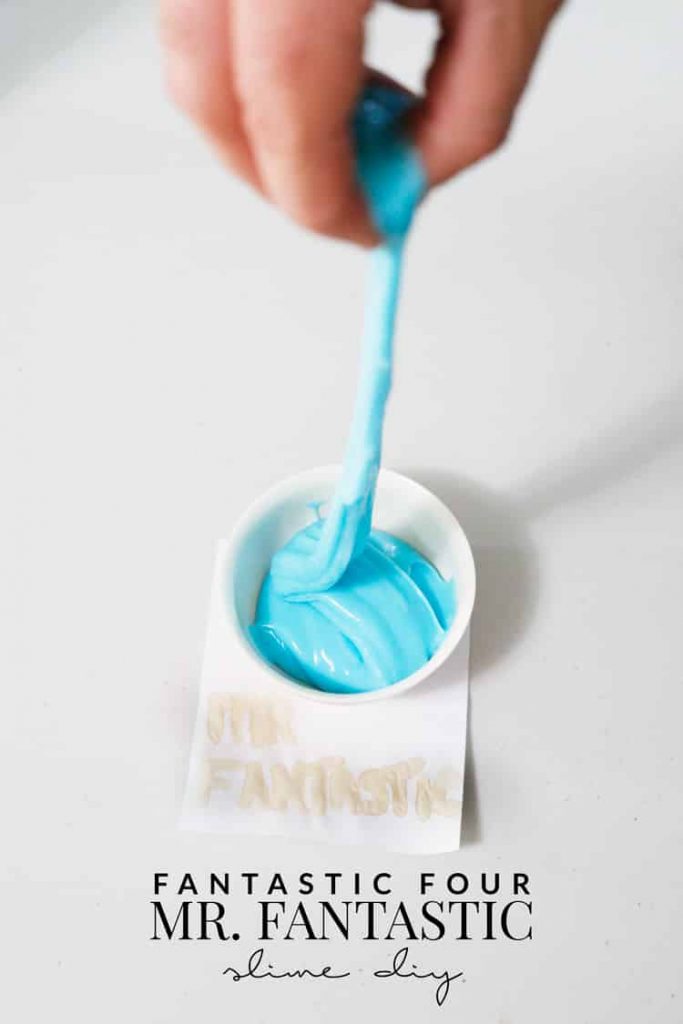 Three awesome Fantastic Four Movie Night DIYs so you can have a fantastic movie night. This Mr. Fantastic slime if perfect to keep the kids entertained while you watch the movie!