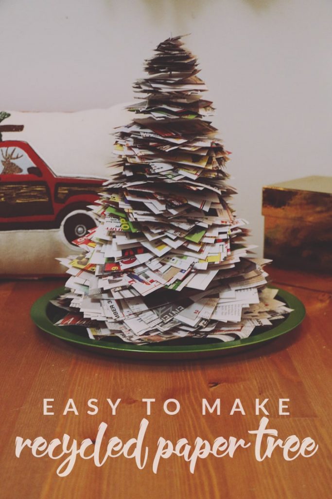 Make your holidays more eco-friendly with this green gift basket idea and easy recycled paper tree DIY! Show your love for your recipient and the planet!