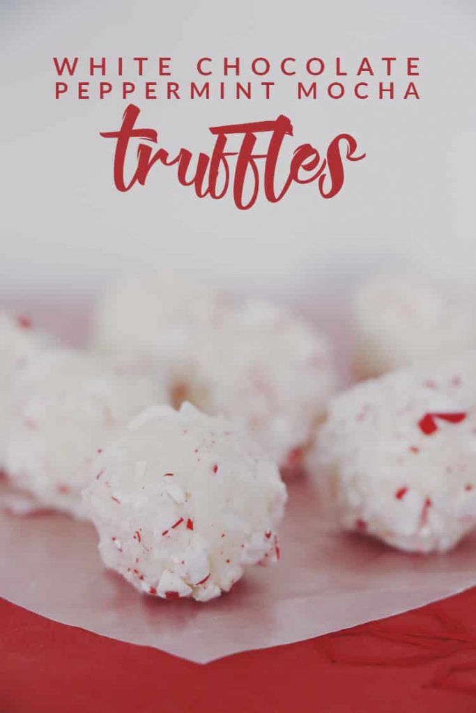 Need a quick dessert that's perfect for Christmas AND Valentine's Day? These three ingredient White Chocolate Peppermint Mocha Truffles are perfect!