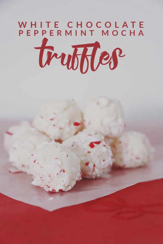 Need a quick dessert that's perfect for Christmas AND Valentine's Day? These three ingredient White Chocolate Peppermint Mocha Truffles are perfect!