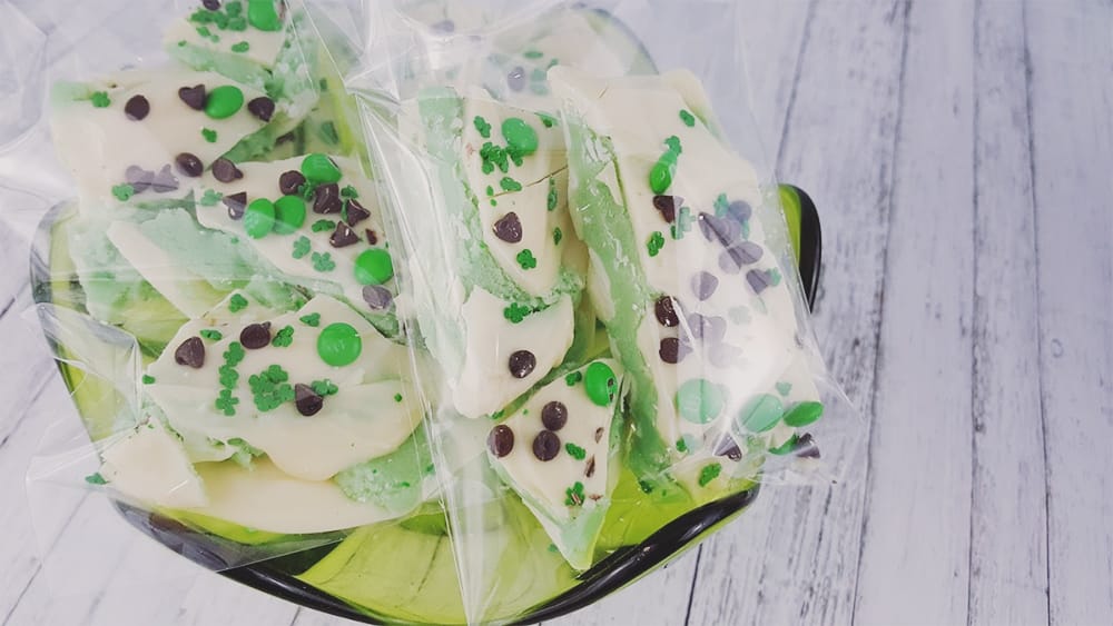Need some St. Patrick's Day candy? You've got to make this St. Patrick's Day Bark recipe! It's a fun, festive cookie dough bark that tastes delicious!