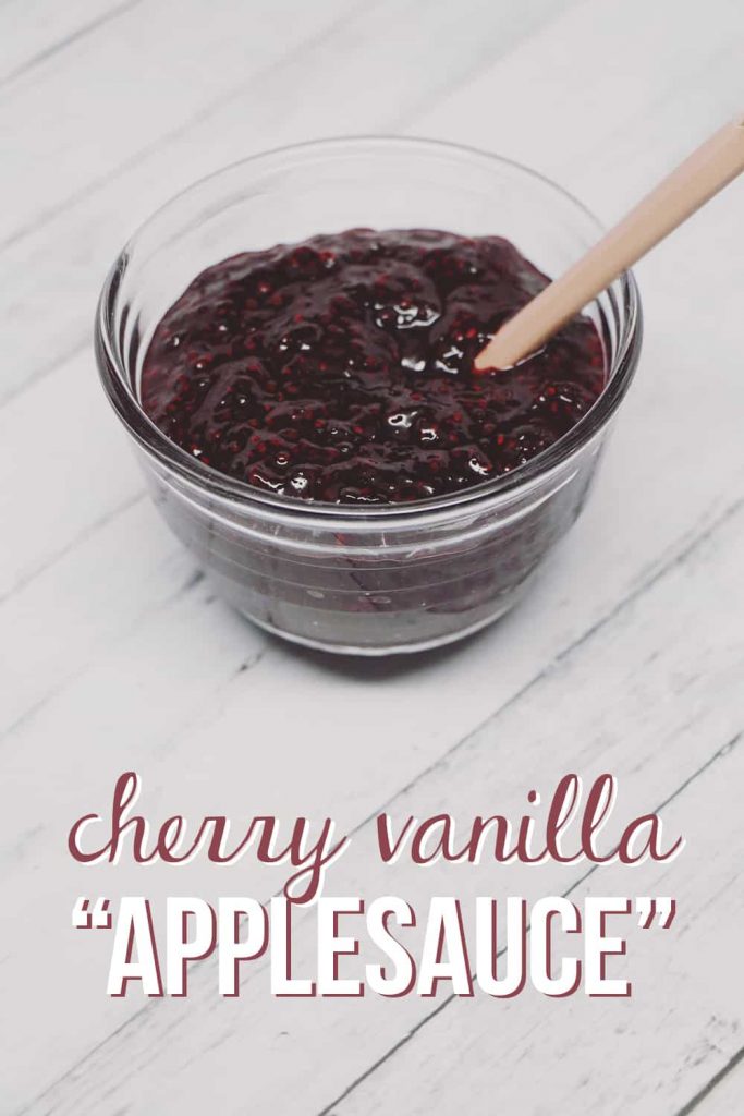 This five minute cherry vanilla chia applesauce is sure to be a hit with the whole family! It's an easy, delicious snack packed with powerful ingredients!