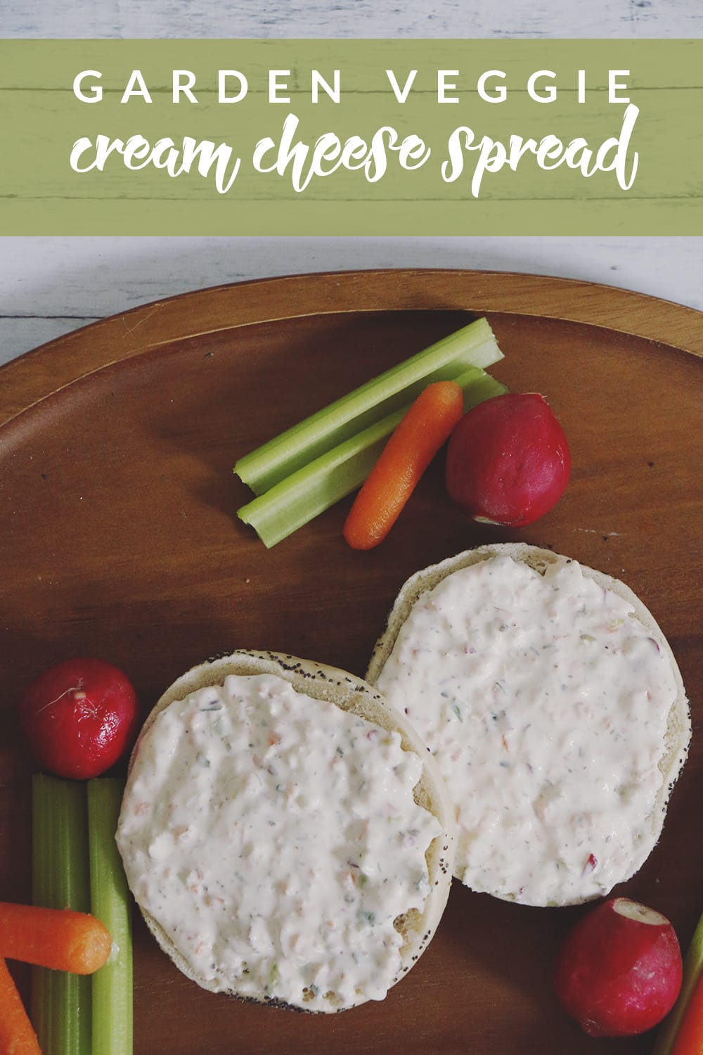 This garden veggie cream cheese recipe is a great way to use your garden vegetables! Use it as dip or spread it on a bagel for a veggie-packed smear!