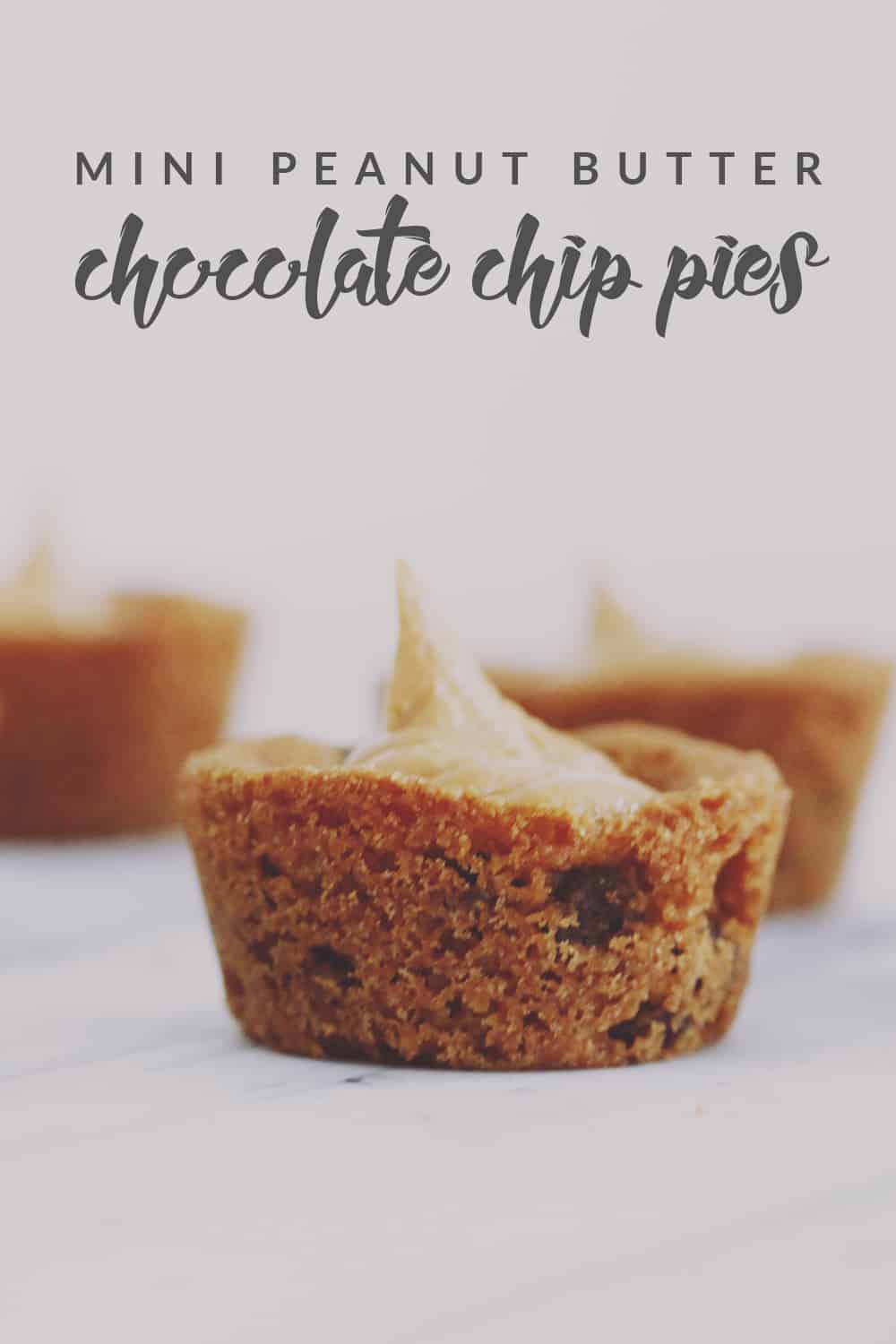 What could be better than peanut butter chocolate chip pies? Mini peanut butter chocolate chip pies! These little morsels are SUPER easy + delicious, too!