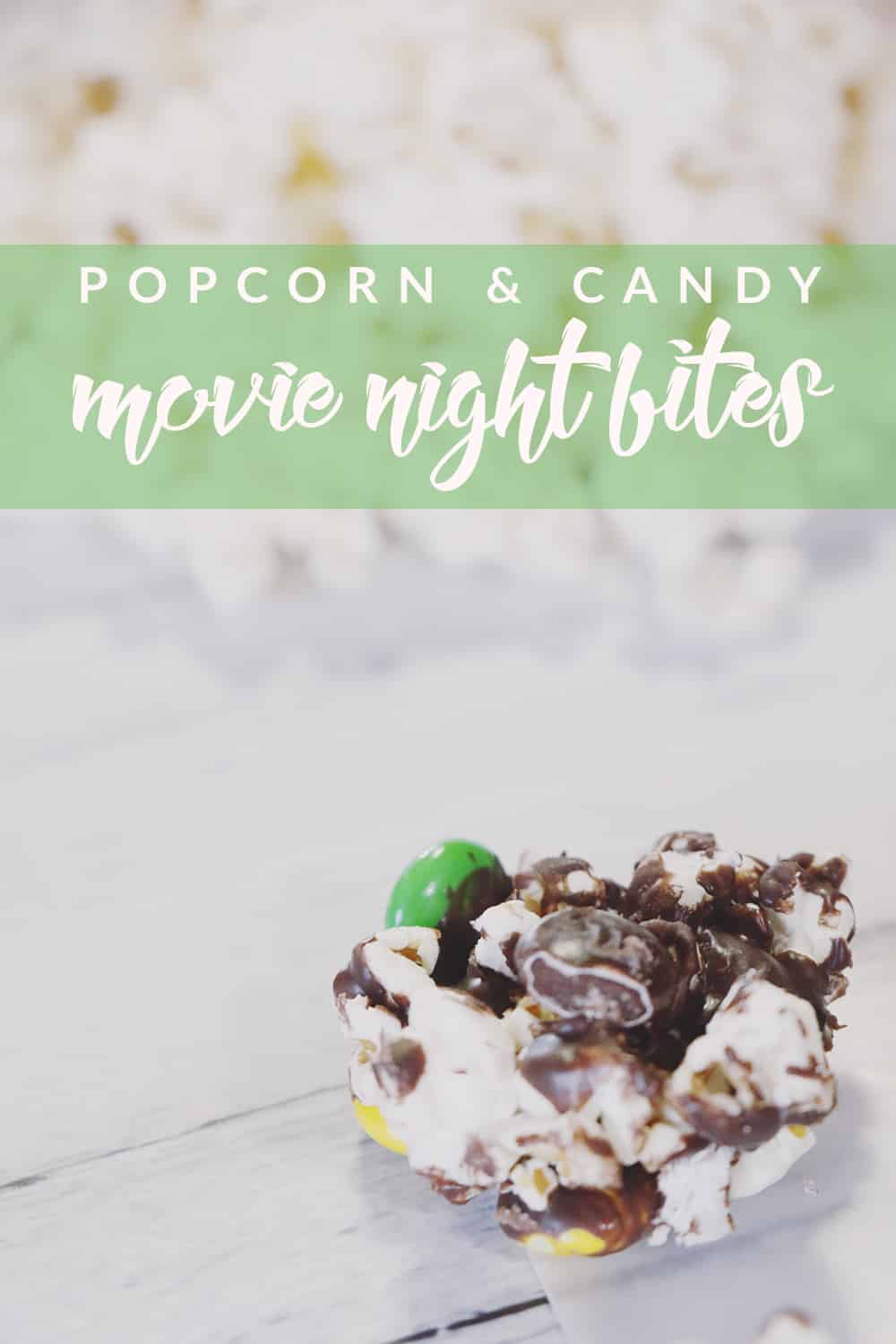 These popcorn and candy movie night bites are a fun, indulgent way to enjoy movie night at home! They're the perfect combination of salty and sweet, too!