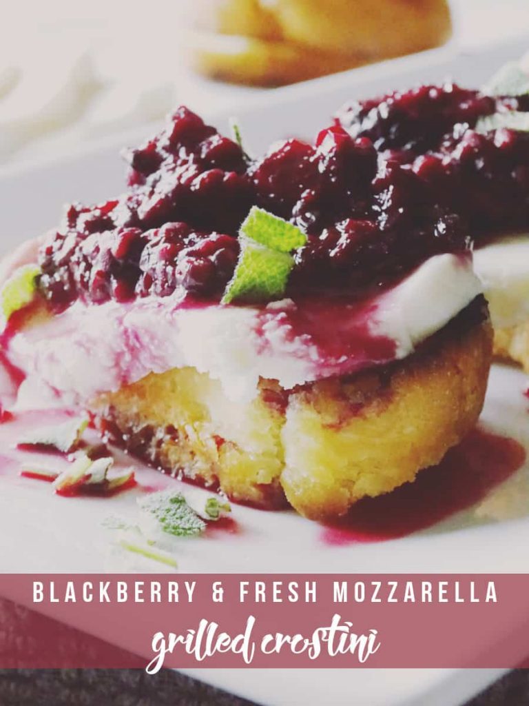 Need a new way to enjoy your Summer berries? This Blackberry and Mozzarella Grilled Crostini recipe is the perfect savory dish!