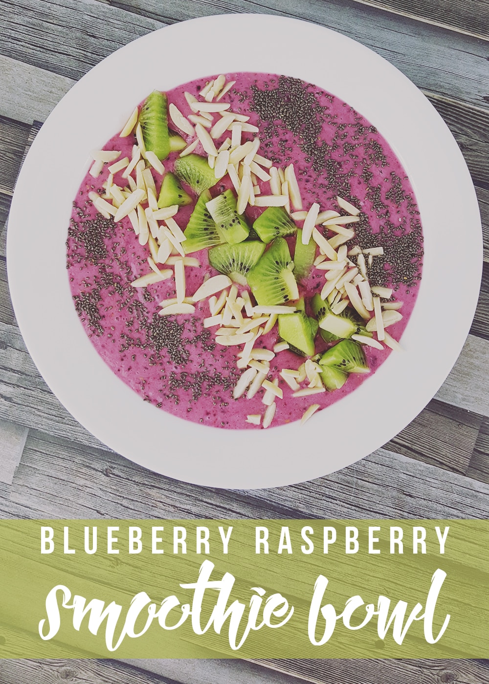 This blueberry raspberry smoothie bowl is packed with great flavor and bright colors! Have it for breakfast, a mid-day snack or even dessert!