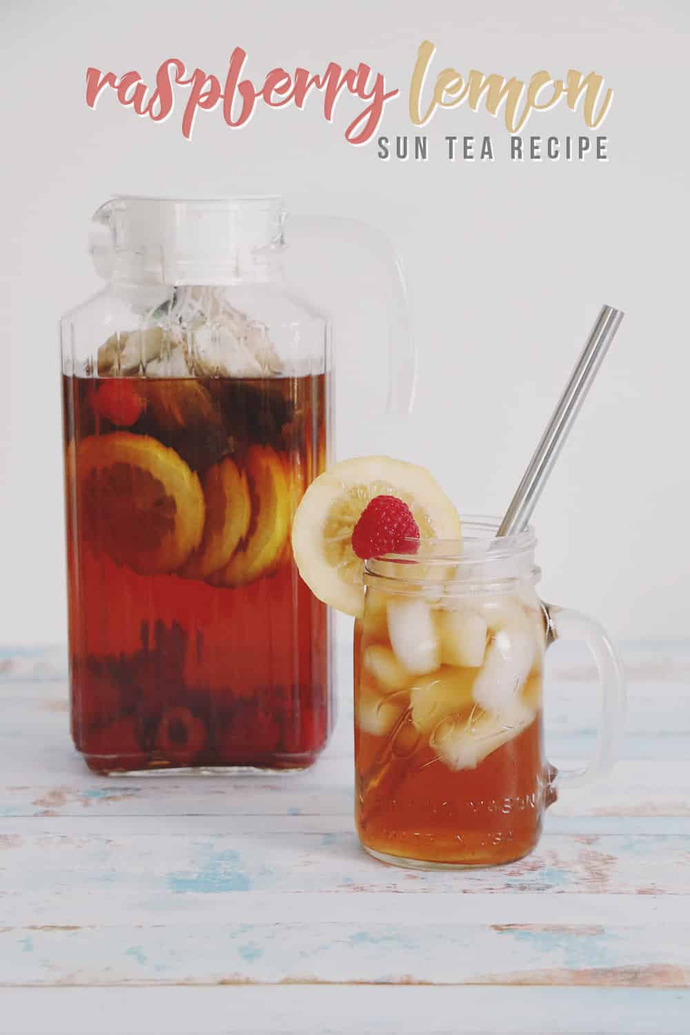 Cool off this Summer with this refreshing raspberry lemon sun tea recipe! It's a fun and fruity twist on your traditional sun tea!