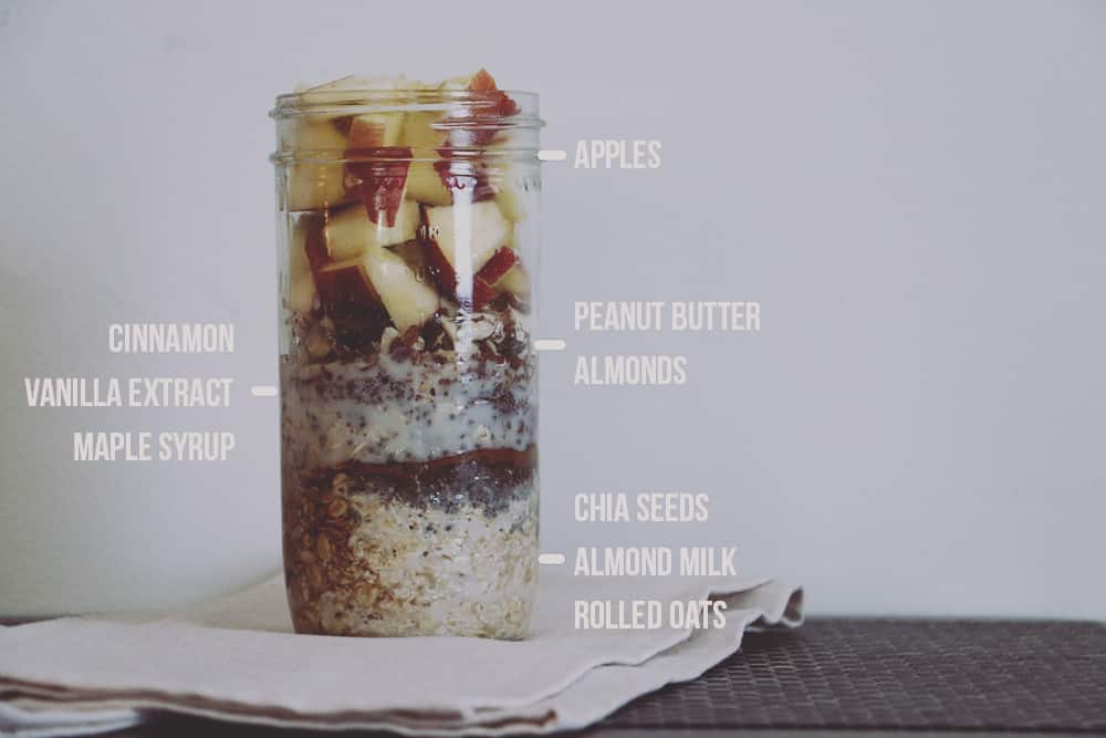 Start your day off right with this simple, protein packed apple peanut butter overnight oats recipe. Great for busy mornings!