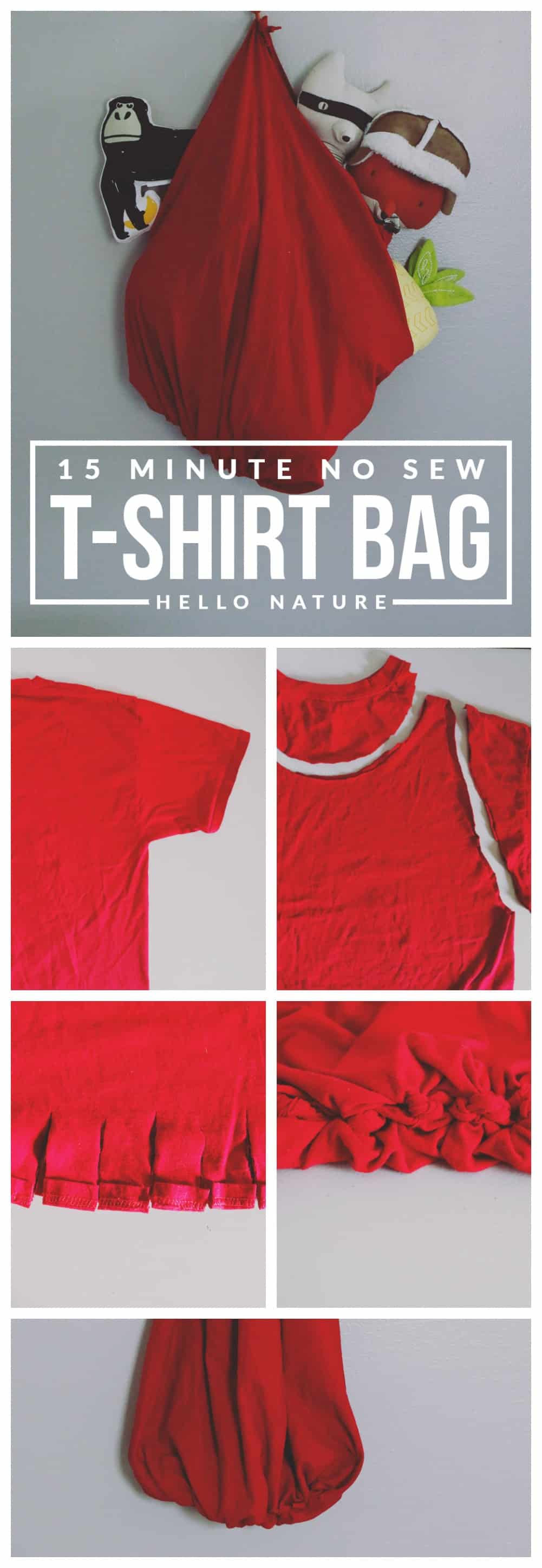 Not sure what to do with your old shirts? Make a no sew t-shirt bag! It's eco-friendly, takes less than 15 minutes to make and you'll have a custom bag!