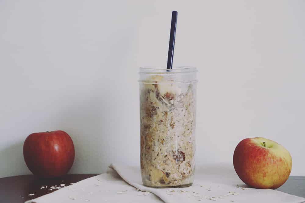 Start your day off right with this simple, protein packed apple peanut butter overnight oats recipe. Great for busy mornings!