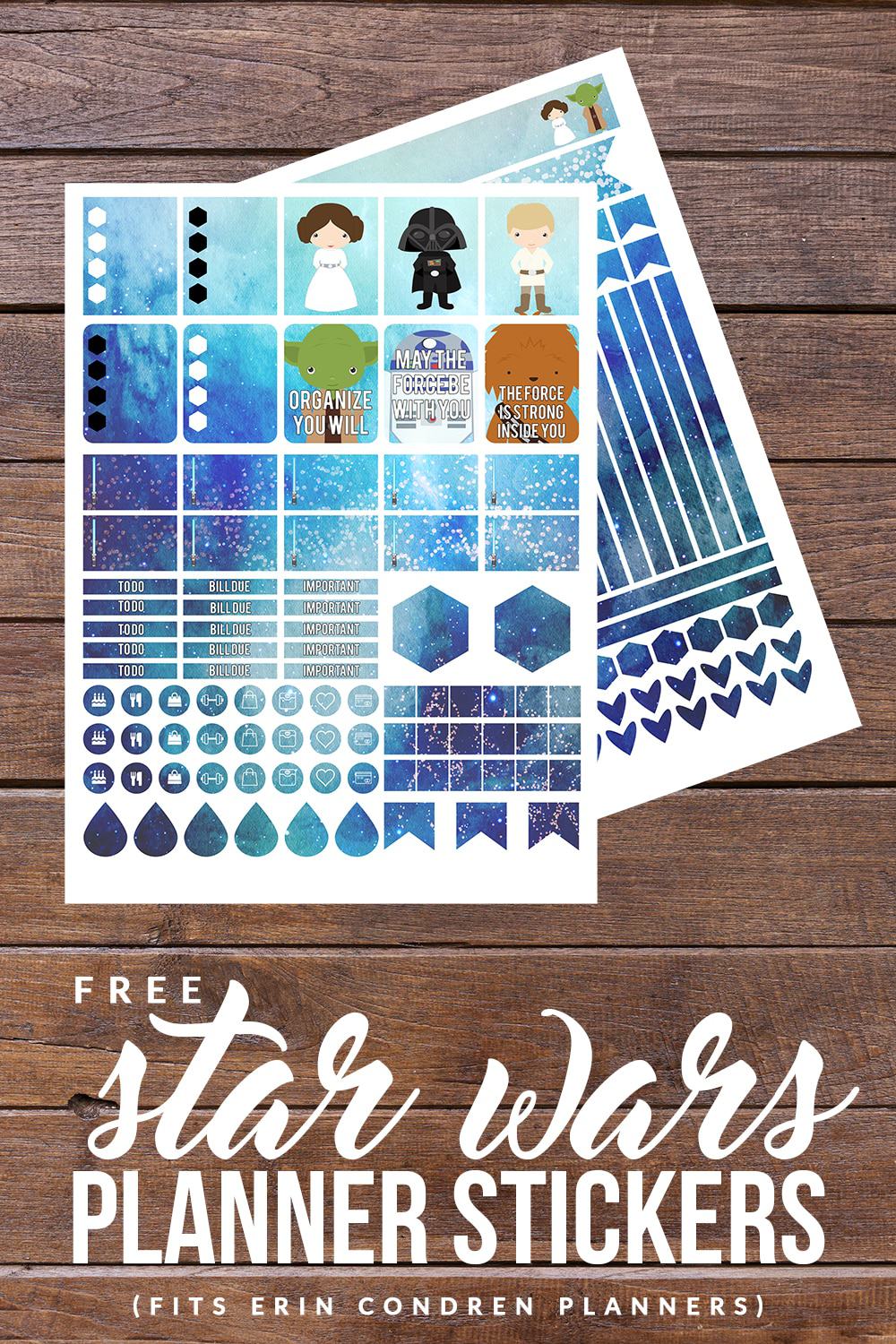 Download these FREE Star Wars Printable Planner Stickers to make your planner out of this world amazing! Fits Erin Condren and Happy Planner!