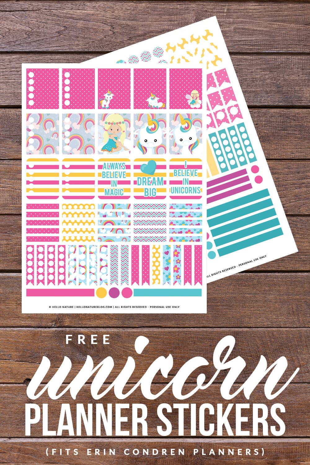 Download these FREE Unicorn Printable Planner Stickers to make your planner even more magical! Fits Erin Condren and Happy Planner!