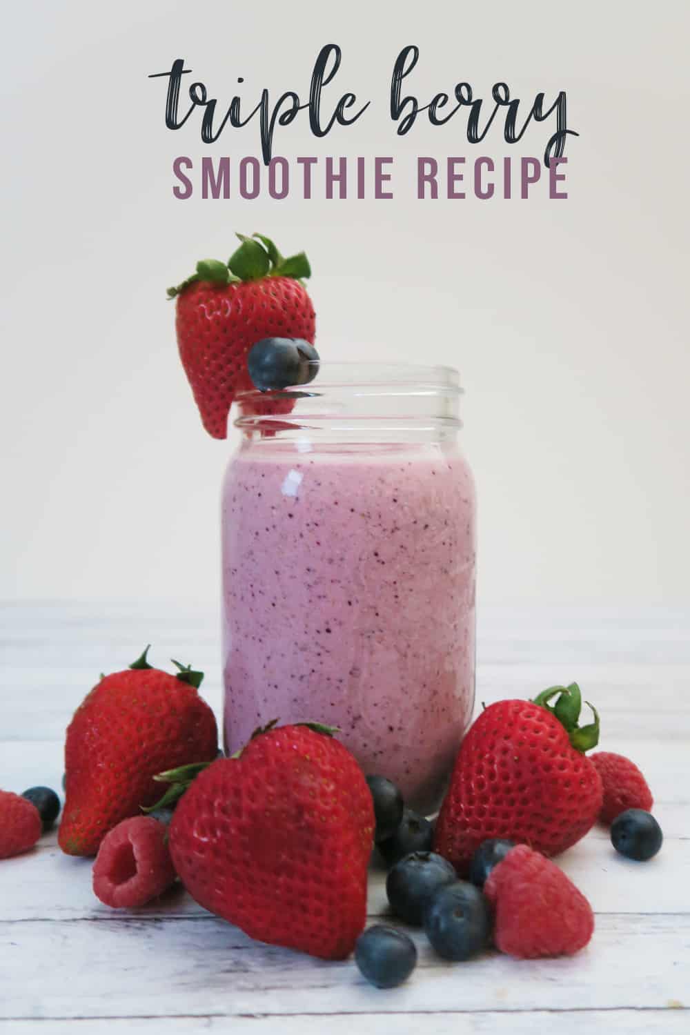 Looking for a healthy berry smoothie recipe with almond milk? I've got you covered with one of my favorite smoothie recipes with greek yogurt and chia seeds! This triple berry blend smoothie recipe will be your new favorite breakfast for you and your kids! #BerrySmoothie #Smoothe #SmoothieRecipe #BreakfastSmoothie #BreakfastRecipe #HealthyEating