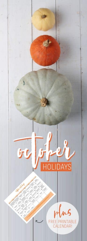 Not sure what to celebrate in October aside from Halloween? Use this free printable to celebrate every day with these quirky October holidays! #Fall #Autumn #October | Things to Do in Fall | Celebrate Every Day