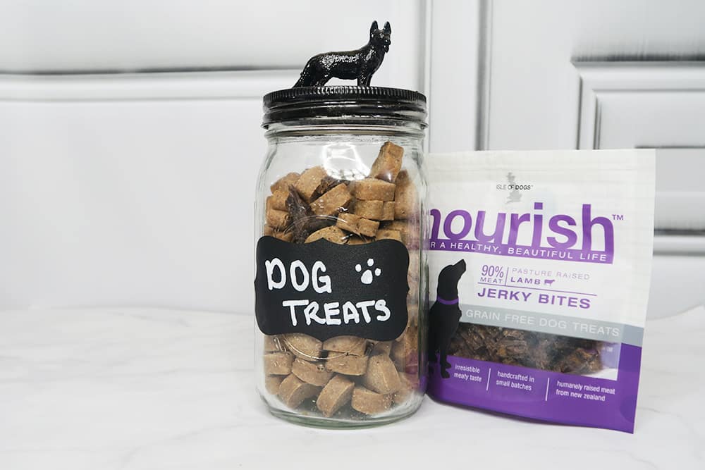 With just a few supplies, you can make this dog treat jar DIY. Keep for your furry friend or give it as a gift to a fellow dog lover!