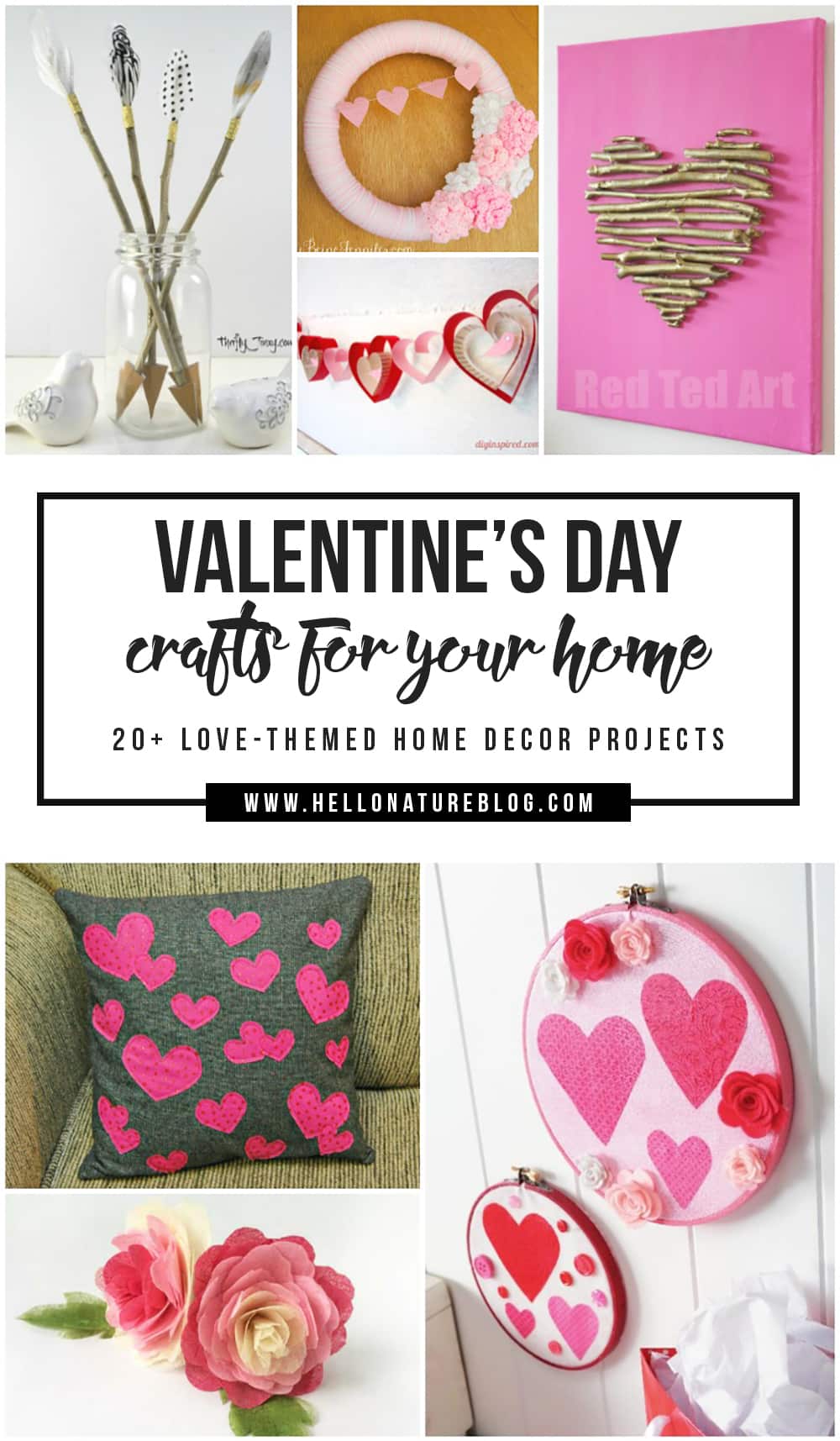 Everyone always talks about the flowers and candy for this sweet holiday. But what about your house? I'm sure it could use some extra lovin', too! Use these Valentine's Day crafts for your home to add some love-themed accents to it this Valentine's Day.