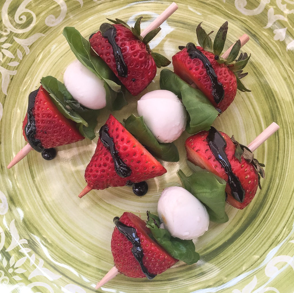 strawberry caprese skewers