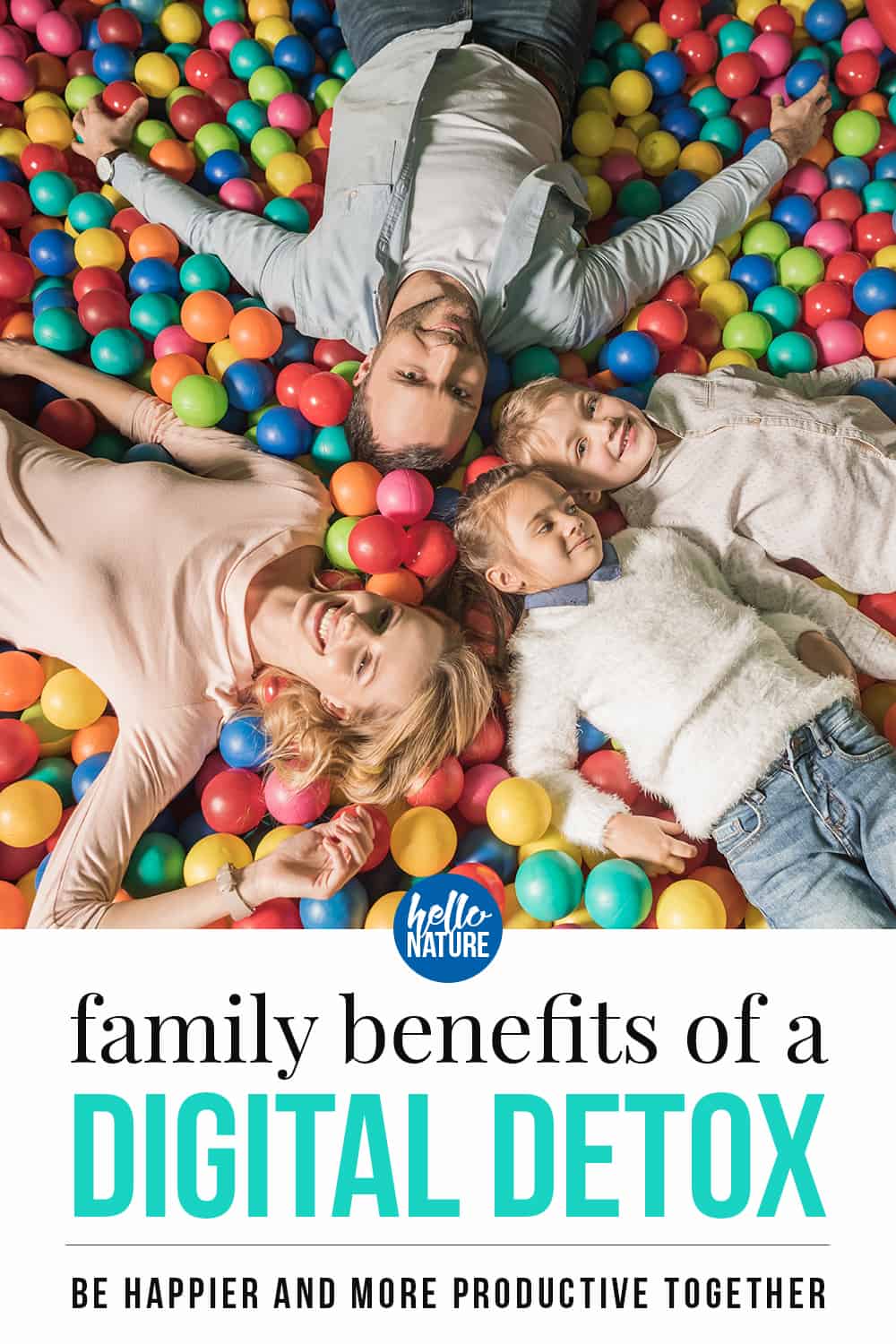 Happy family in ball pit