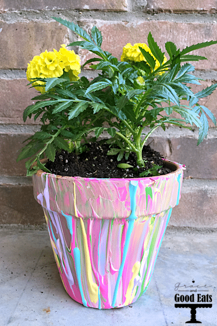 Paint splatter terracotta pot planter.