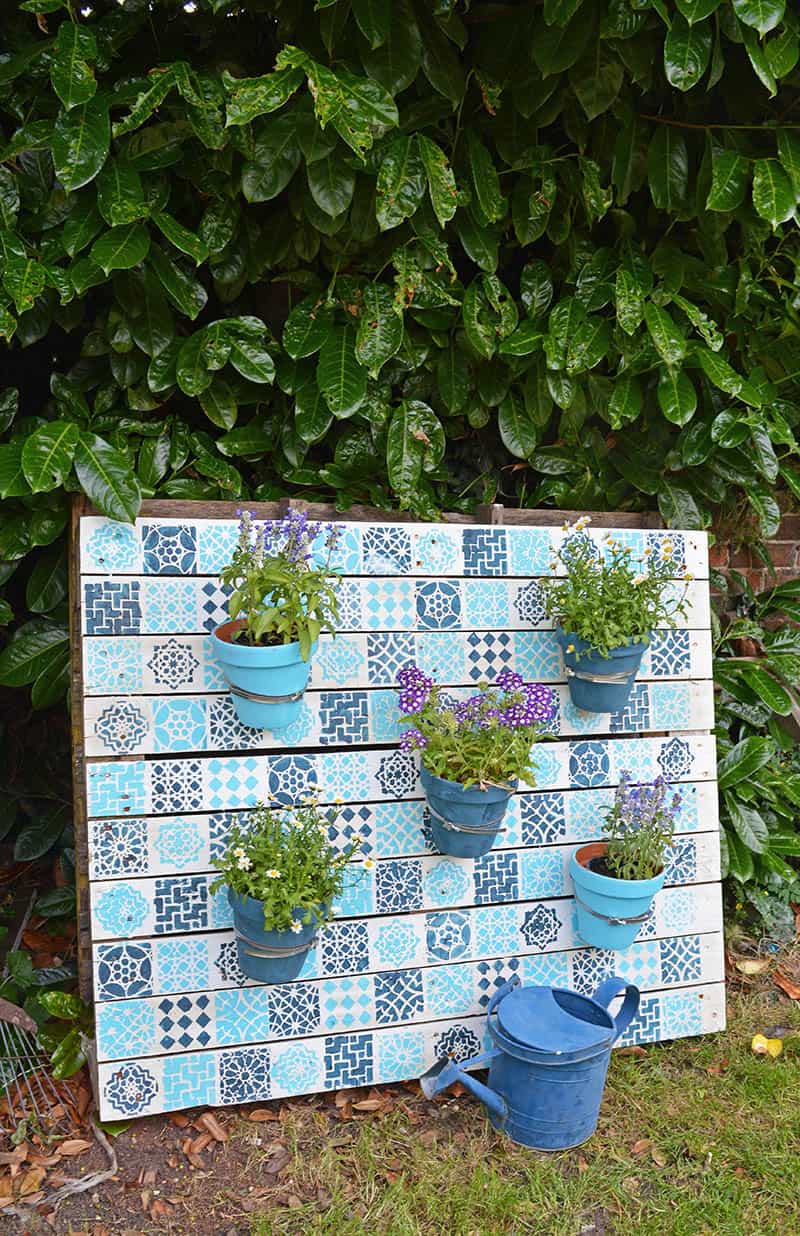 Moroccan stenciled pallet planter.