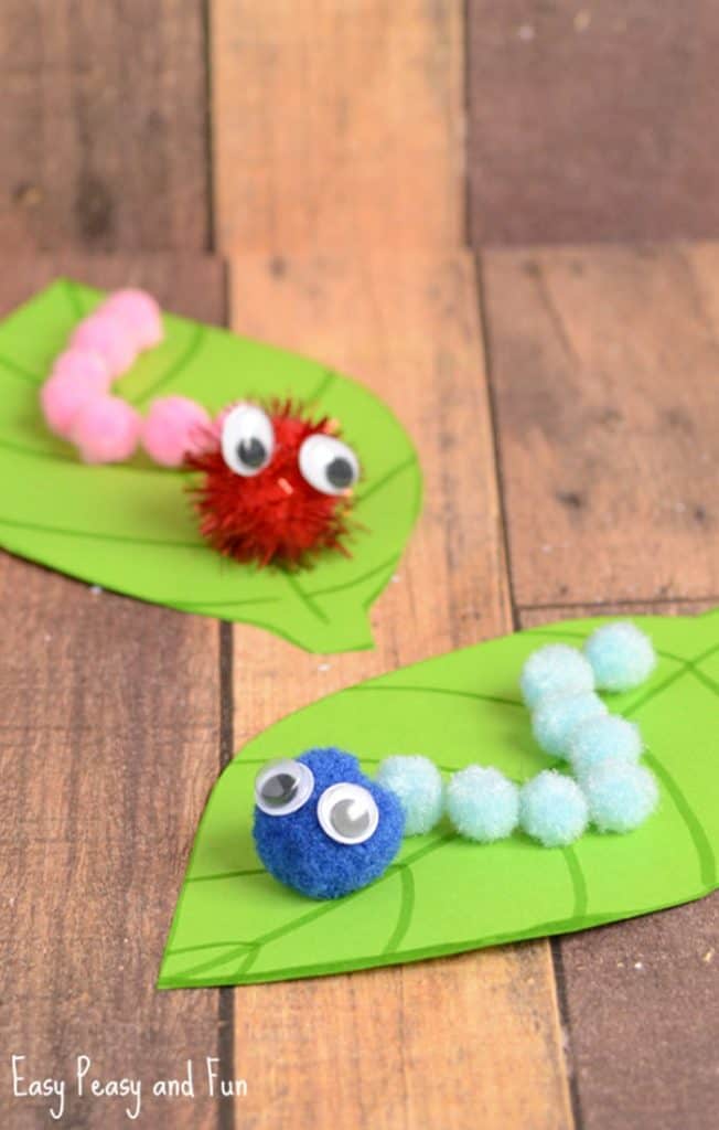 caterpillar pom pom spring paper craft