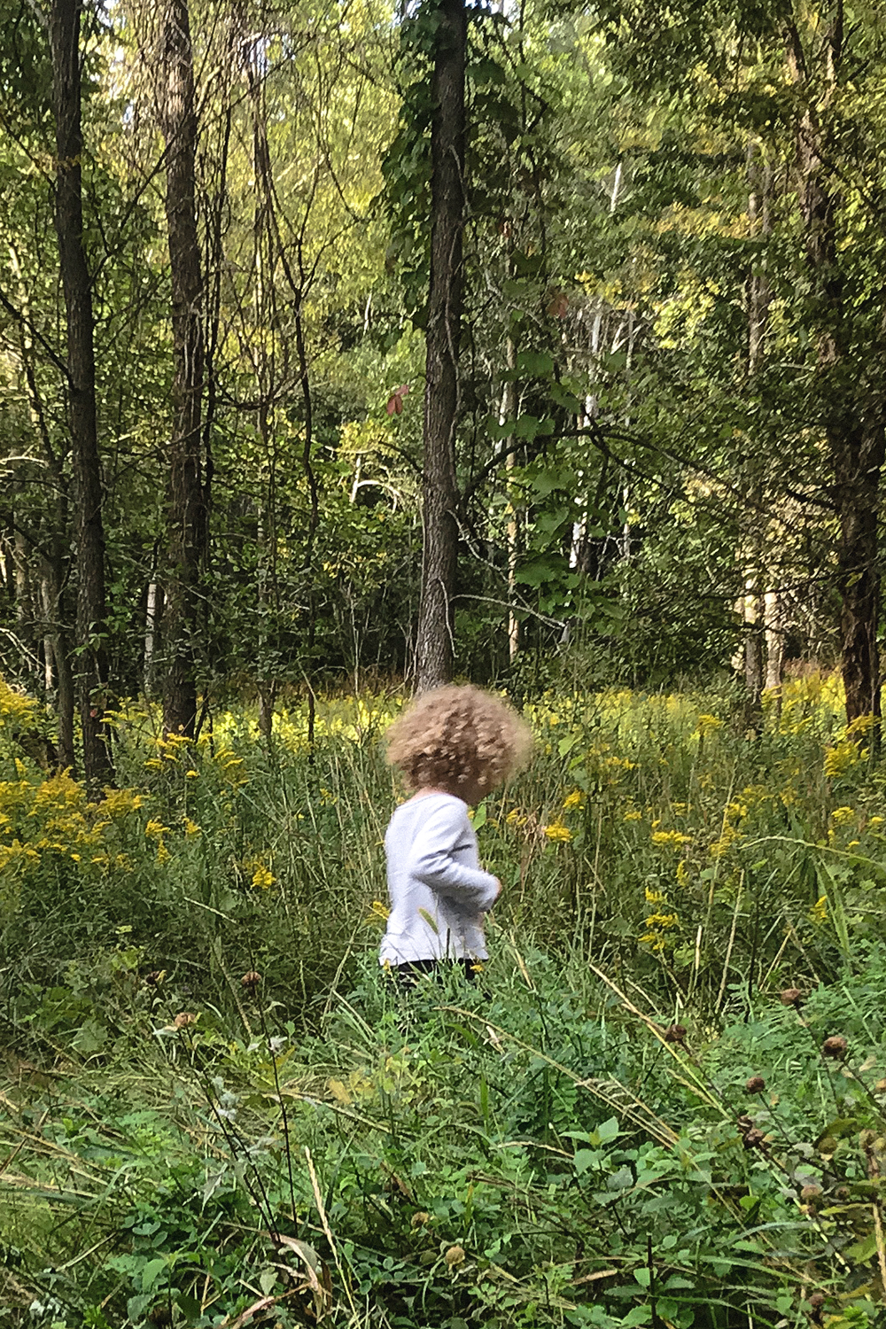 girl running in wildflowers