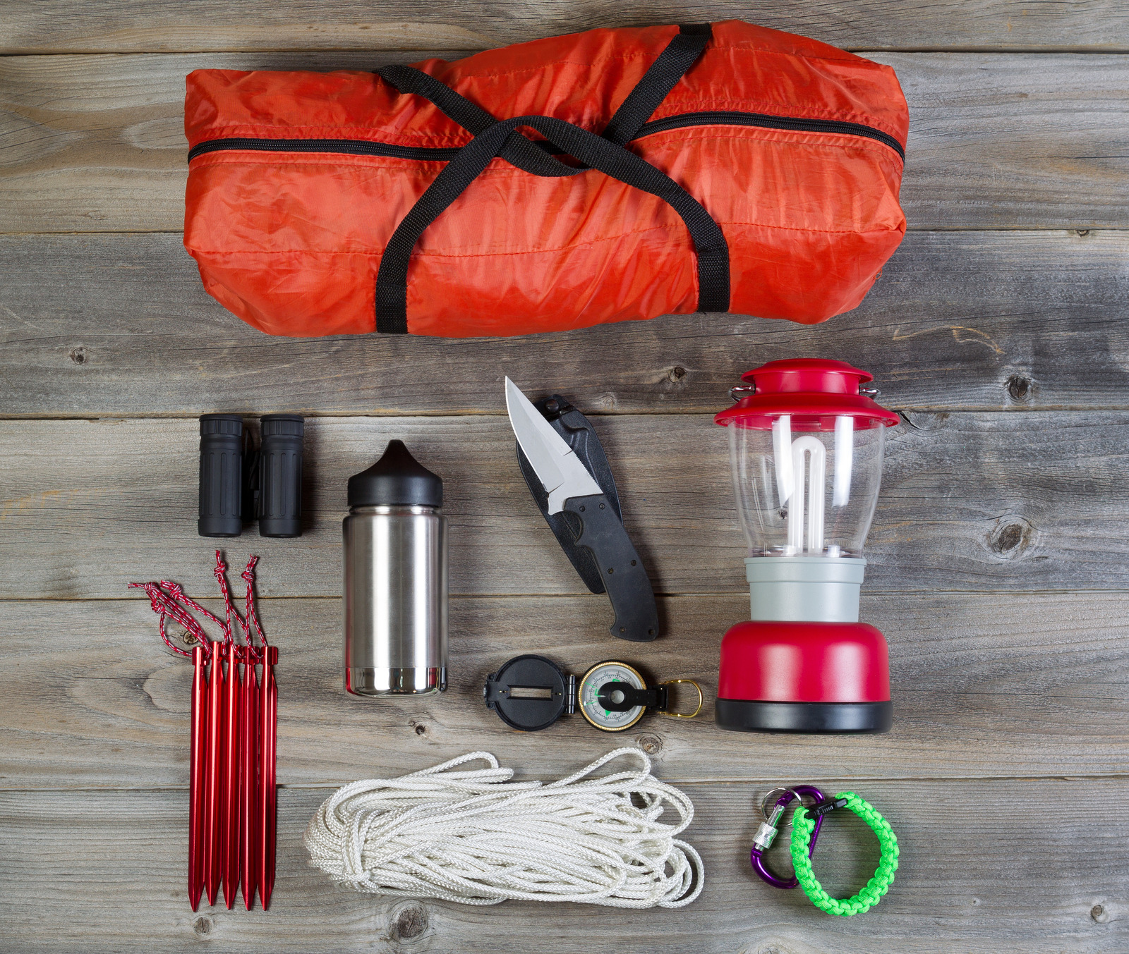 Backpack gear flatlay