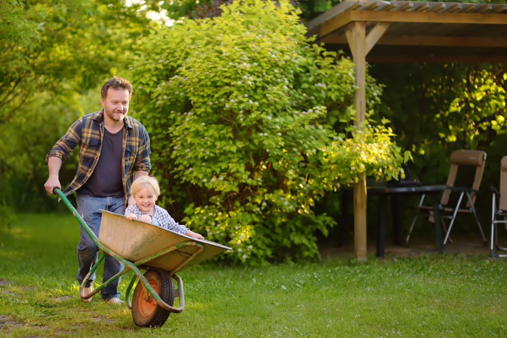 wheelbarrow race for backyard activities