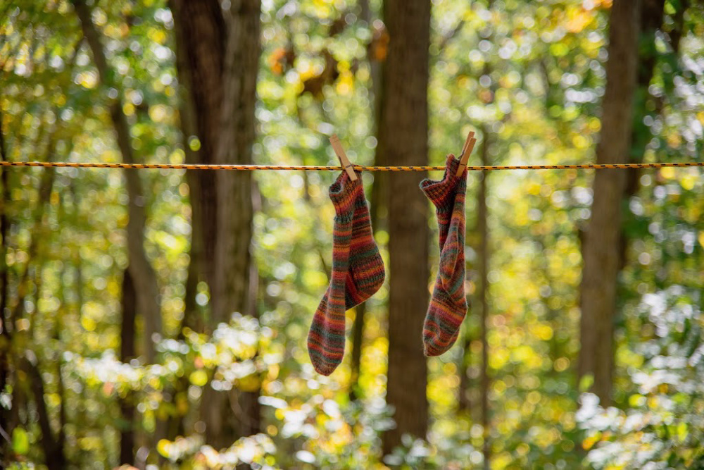 Hang drying socks